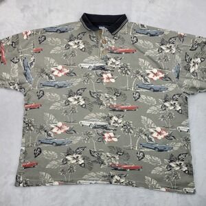 Keeler Bay Shirt Mens Extra Large Grey Polo Hawaiian Tiki Hula Classic Car Adult